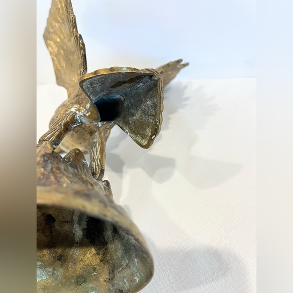 Large Brass Eagle on Rock Statue with Large Wings MCM - Picture 6 of 11